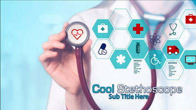 Cool Stethoscope PowerPoint Template layout preview.