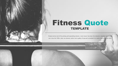 Fitness Quote PowerPoint Template layout preview.