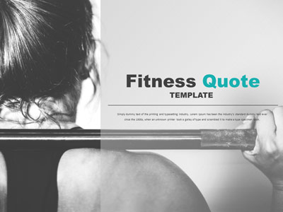 Fitness Quote PowerPoint Template layout preview.