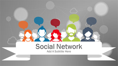 Social Network PowerPoint Template layout preview.