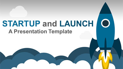 Rocket Ship Blast Off PowerPoint Template layout preview.