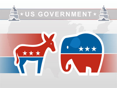 Usa Political Slides PowerPoint Template layout preview.