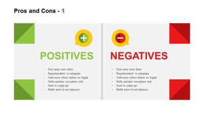 Slide 2 layout from the Pros And Cons presentation deck.