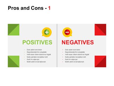 Slide 2 layout from the Pros And Cons presentation deck.