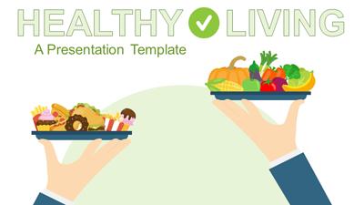 Healthy Living PowerPoint Template layout preview.