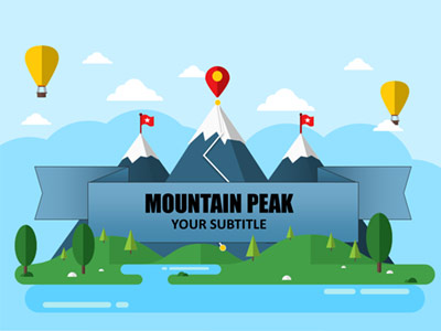 Mountain Peaks PowerPoint Template layout preview.