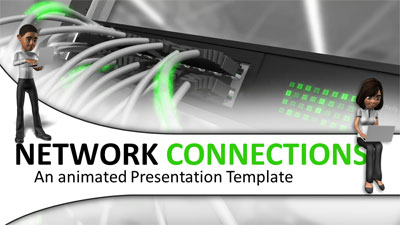 Network Connection PowerPoint Template layout preview.