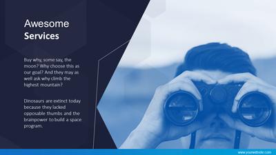 Slide 2 layout from the Blue Hexagons presentation deck.