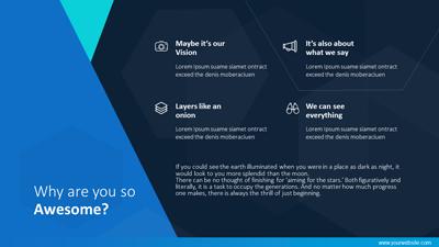 Slide 3 layout from the Blue Hexagons presentation deck.