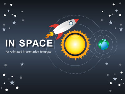 Rocket In Space PowerPoint Template layout preview.