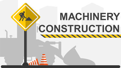 Machinery Construction PowerPoint Template layout preview.