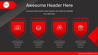 Slide 2 layout from the Red Grey Ribbon presentation deck.