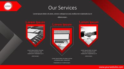 Slide 3 layout from the Red Grey Ribbon presentation deck.