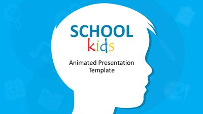 School Kids Silhouettes PowerPoint Template layout preview.