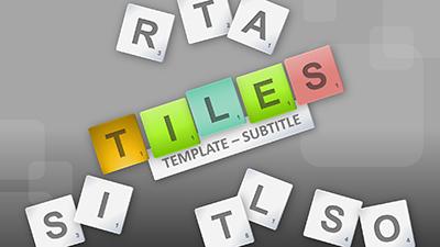 Word Scramble Tiles PowerPoint Template layout preview.