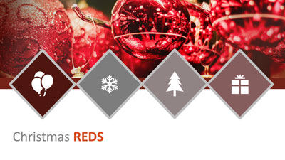 Christmas Reds PowerPoint Template layout preview.