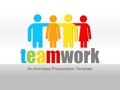Teamwork PowerPoint Template layout preview.