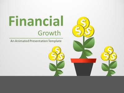 Financial Coin Growth PowerPoint Template layout preview.