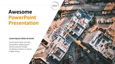 Construction Scene Powerpoint Template PowerPoint Template layout preview.