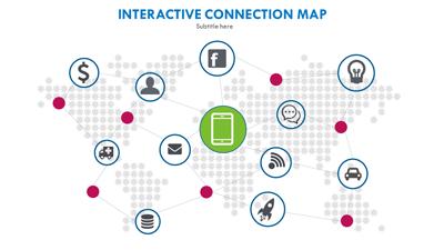 Interactive Connection Map PowerPoint Template layout preview.