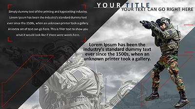 Slide 2 layout from the Military Defense presentation deck.