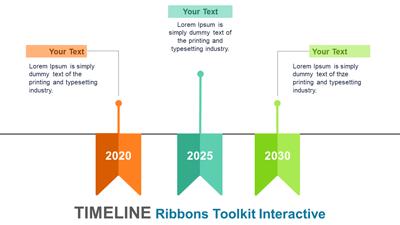 Slide 2 layout from the Ribbon Timeline PowerPoint Toolkit presentation deck.