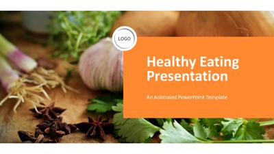 Slide 1 layout preview from the Healthy Eating Nutrition Template for PowerPoint deck, optimized for hospitality and restaurant menus.