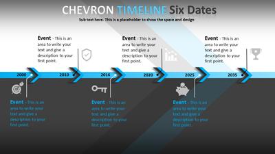 Slide 2 layout from the Chevron Timeline for PowerPoint presentation deck.