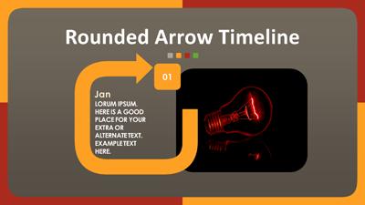Rounded Arrow Timeline PowerPoint Template layout preview.