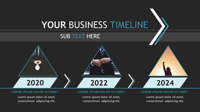 Slide 3 layout from the Chevron Flow PowerPoint Interactive Timeline presentation deck.