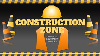 Constuction Zone PowerPoint Template layout preview.