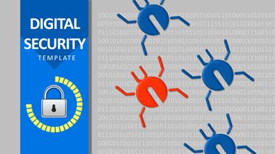 Digital Security Bugs PowerPoint Template layout preview.