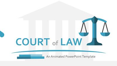 Court Law PowerPoint Template layout preview.