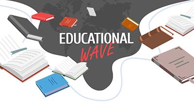 Education Wave PowerPoint Template layout preview.