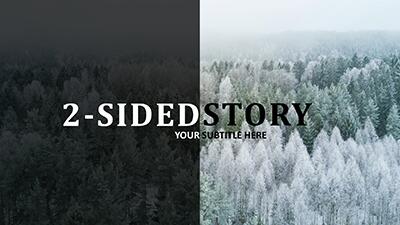 Slide 2 layout from the Two-Sided Story presentation deck.
