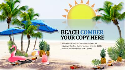 Summer Beach PowerPoint Template layout preview.