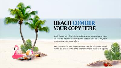 Slide 2 layout from the Summer Beach Themed Template for PowerPoint presentation deck.