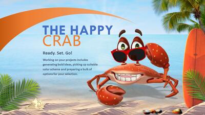 The Happy Crab PowerPoint Template layout preview.