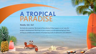 Slide 2 layout from the Summer Crab Tropical PowerPoint Theme presentation deck.