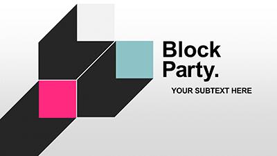 Slide 1 layout preview from the Block Party PowerPoint Template deck, optimized for seasonal marketing campaigns.