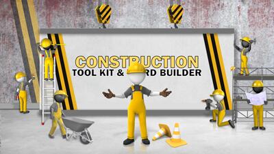 Construction Word Build PowerPoint Template layout preview.