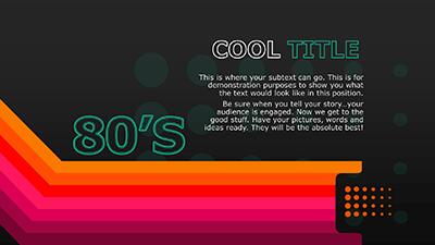 Slide 2 layout from the 80's Retro Themed PowerPoint Slides presentation deck.