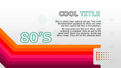 Slide 3 layout from the 80's Retro Themed PowerPoint Slides presentation deck.