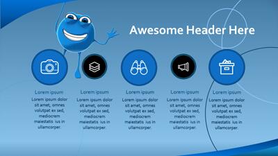 Slide 2 layout from the Animated Roundy Character Template for PowerPoint presentation deck.