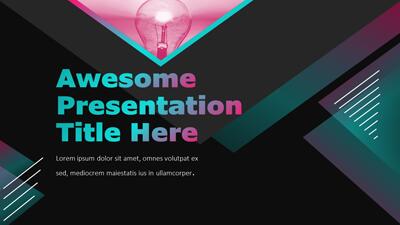Neon Triangles PowerPoint Template layout preview.