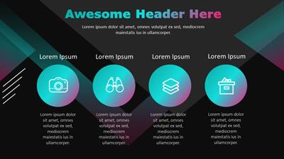 Slide 2 layout from the A PowerPoint Template with Neon Triangle Designs presentation deck.