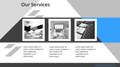 Slide 3 layout from the Backslash and Angles PowerPoint Template Designs presentation deck.