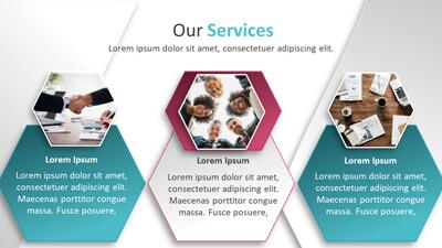 Slide 3 layout from the Hexagon PowerPoint Shape Template presentation deck.