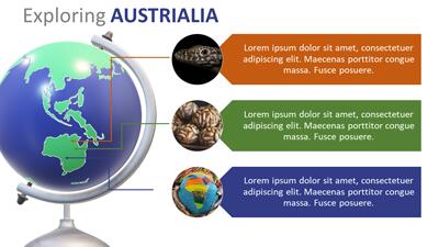 Slide 3 layout from the 3D Globe Geography PowerPoint Template presentation deck.