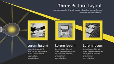 Slide 3 layout from the Bright Light Bulb 3D PowerPoint Theme presentation deck.